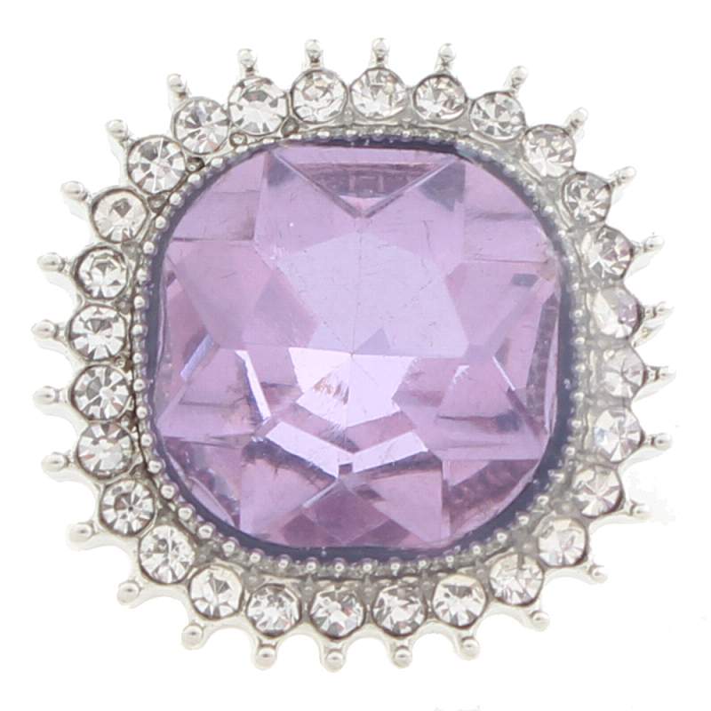 20mm Snap Button plated sliver with glass rhinestone