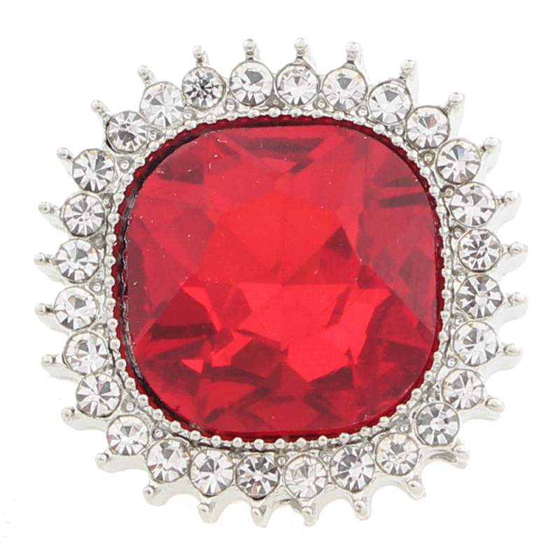 20mm Snap Button plated sliver with glass rhinestone