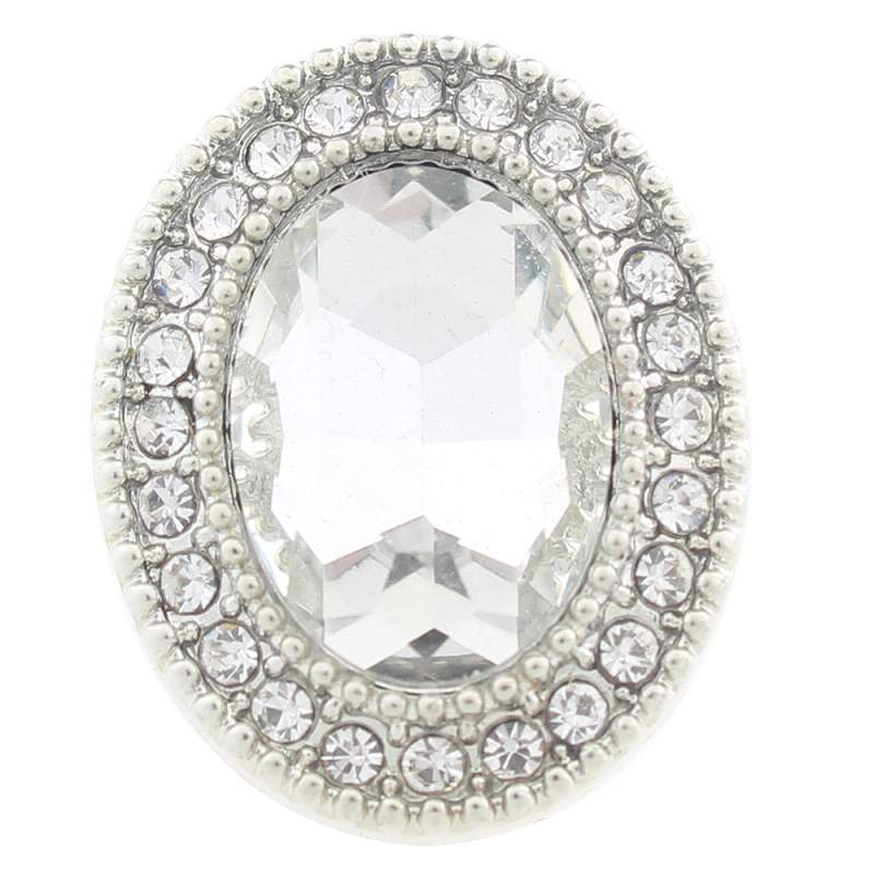 20mm design Snap Button plated sliver with glass rhinestone