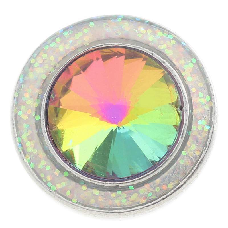 20mm design Snap Button plated sliver with glass rhinestone