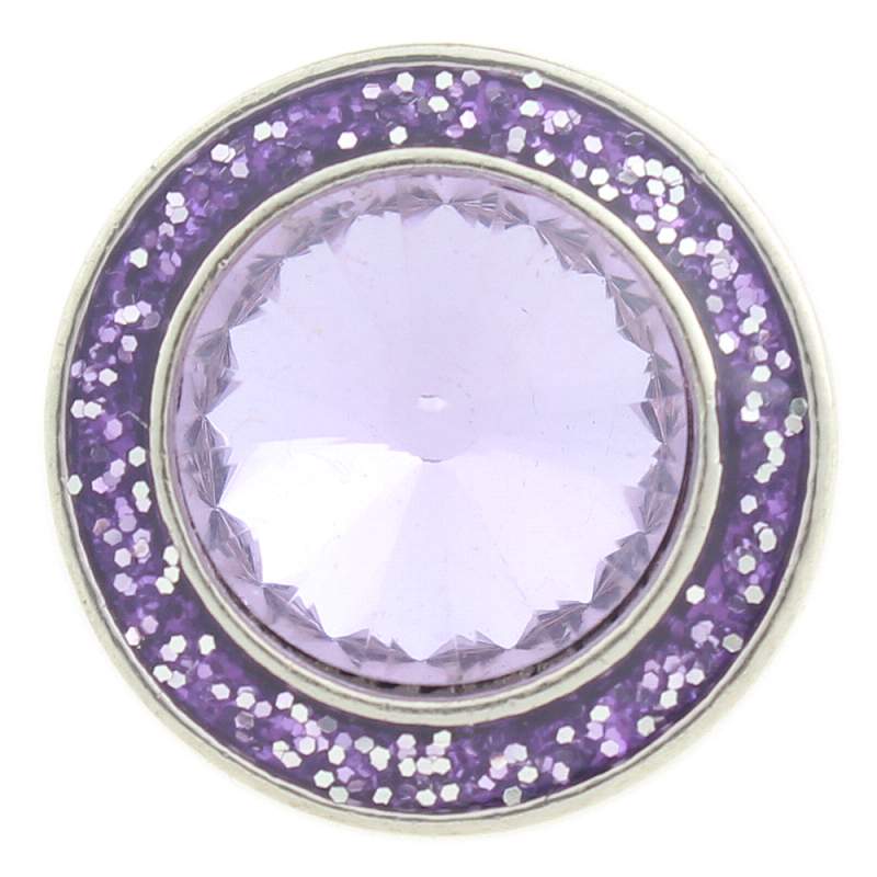 20mm design Snap Button plated sliver with glass rhinestone