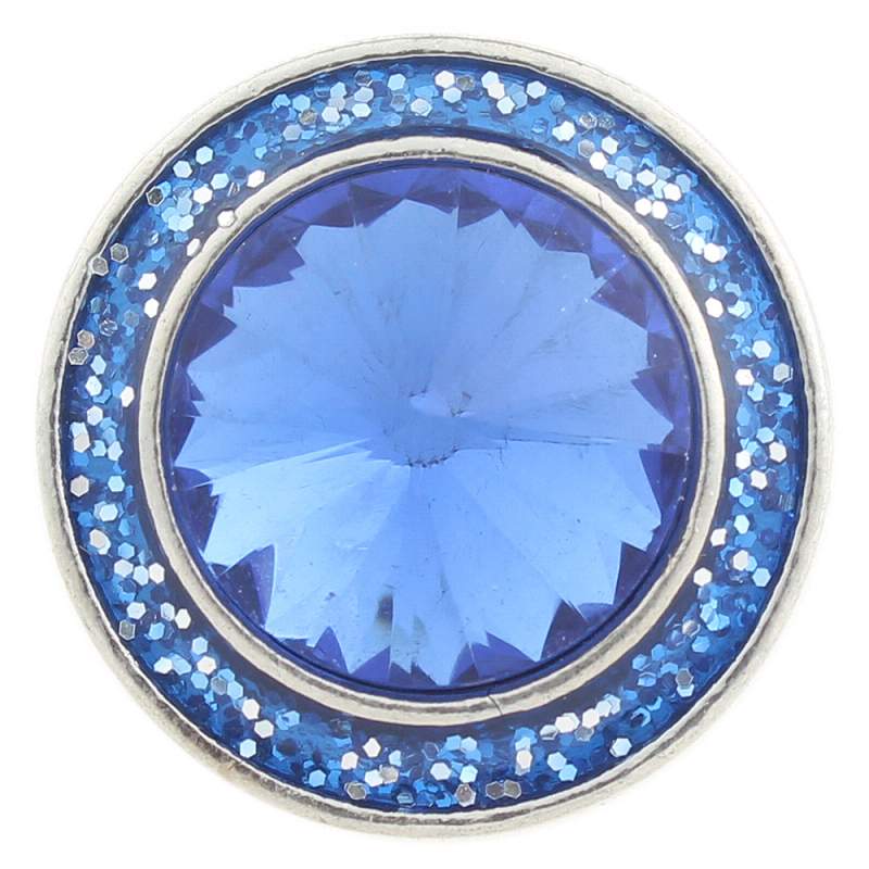 20mm design Snap Button plated sliver with glass rhinestone