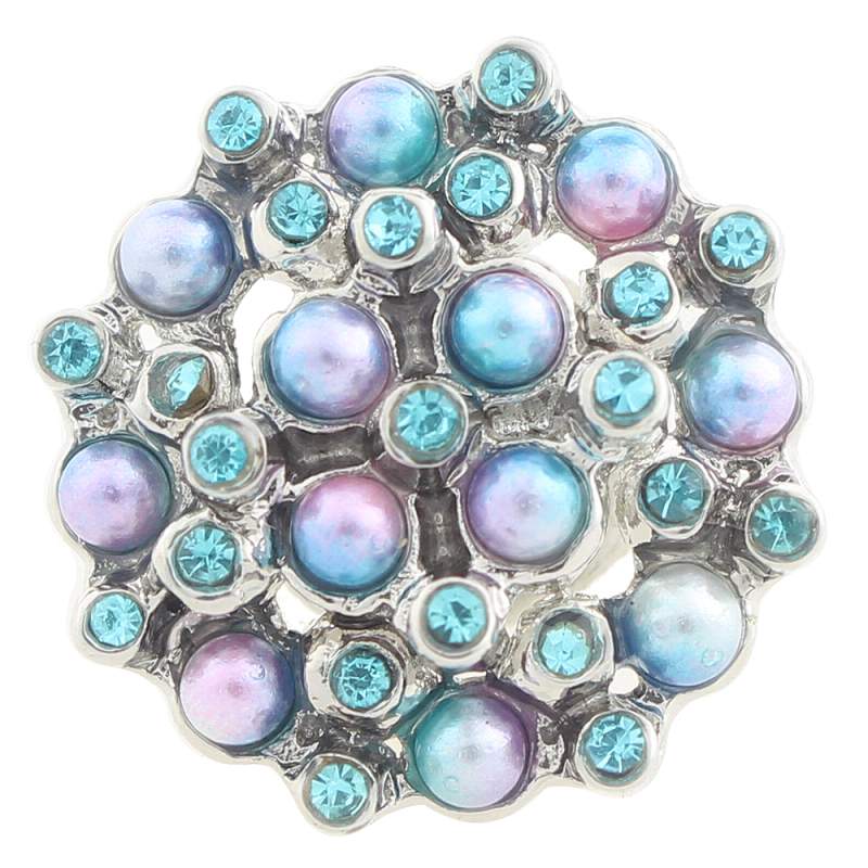 20mm design Snap Button plated sliver with rhinestone