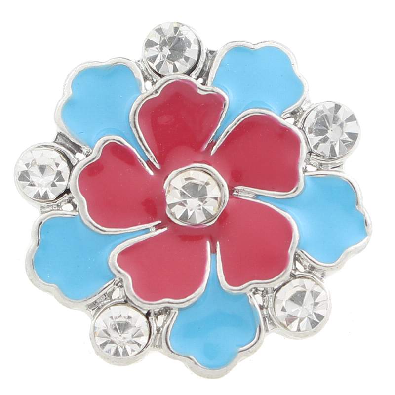 20mm design Snap Button plated sliver with turquoise