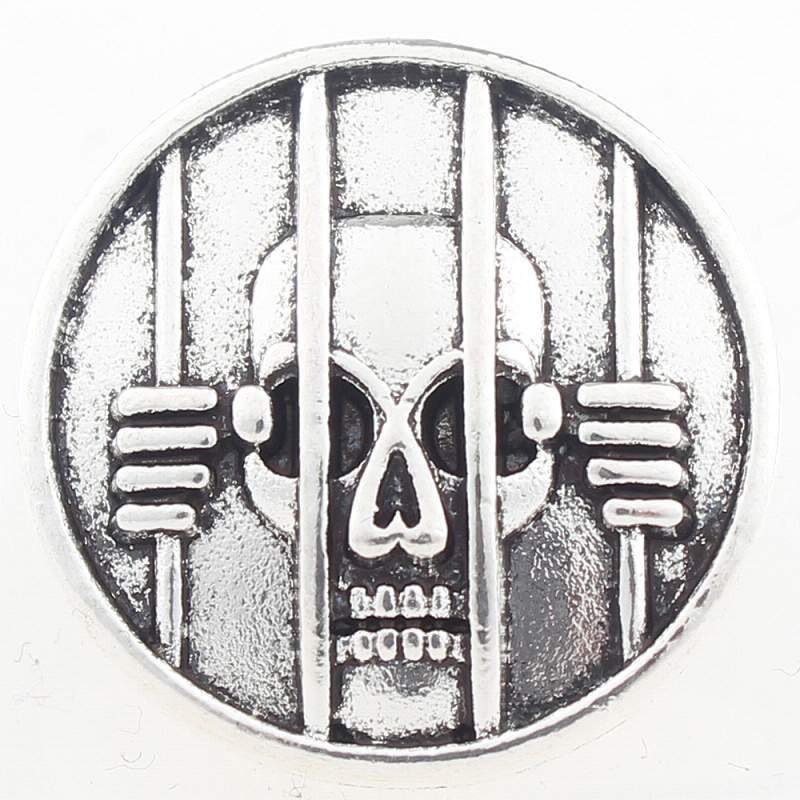 20mm Skull Snap Button plated sliver