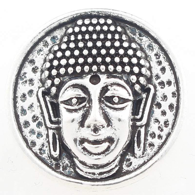 20mm Buddha Snap Button plated sliver