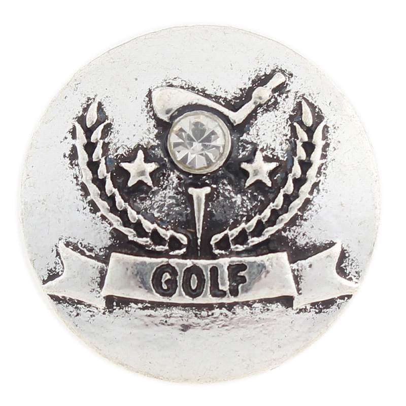 20mm Golf design Snap Button plated sliver