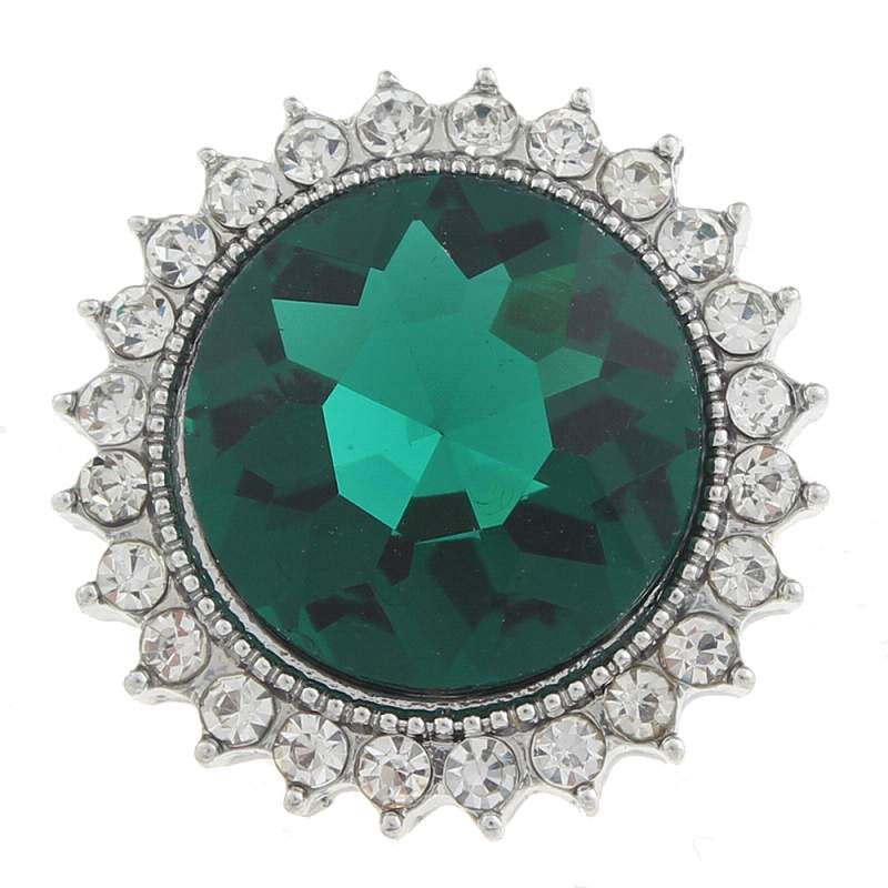20mm design Snap Button plated sliver with rhinestone