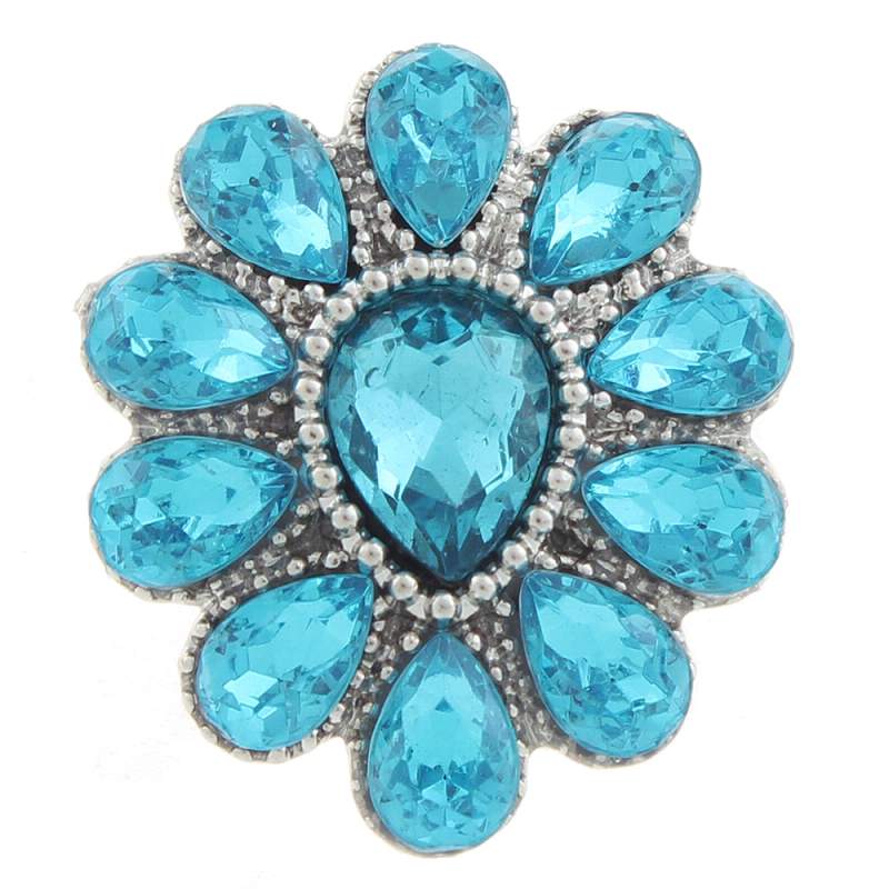 20mm design Snap Button plated sliver with rhinestone