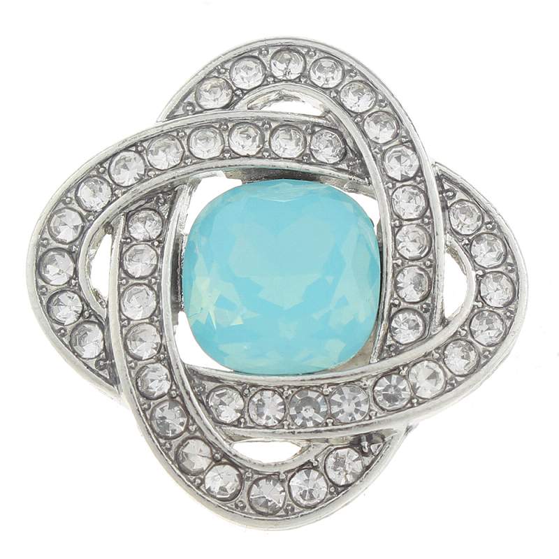 20mm Snap Button plated sliver with rhinestone