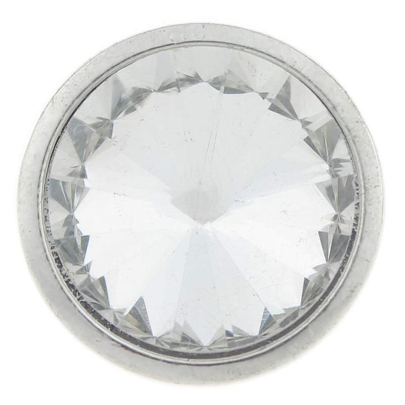 20mm Snap Button plated sliver with rhinestone