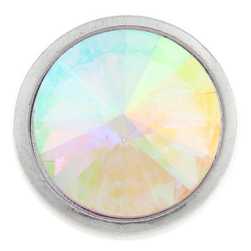 20mm Snap Button plated sliver with rhinestone