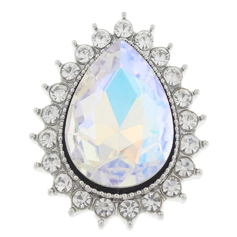 20mm Snap Button plated sliver with rhinestone