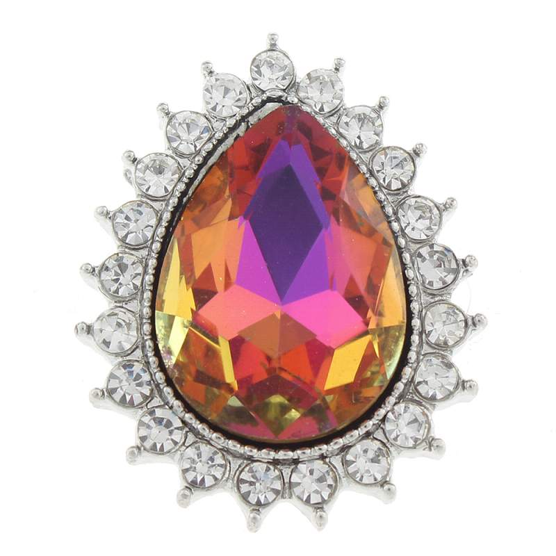 20mm Snap Button plated sliver with rhinestone