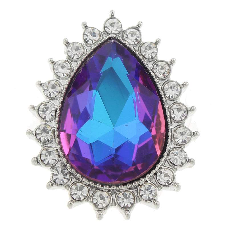 20mm Snap Button plated sliver with rhinestone