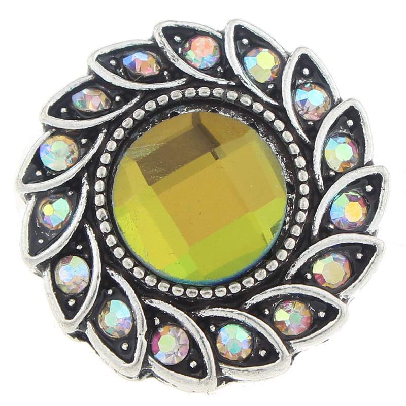 20mm Snap Button plated sliver with rhinestone