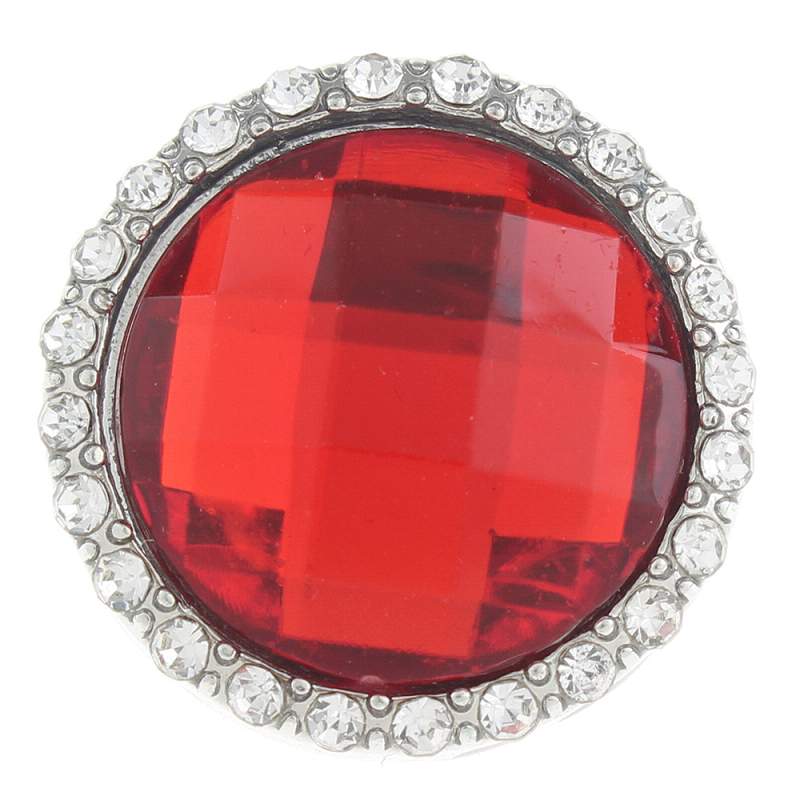 20mm glass Snap Button plated sliver with rhinestone