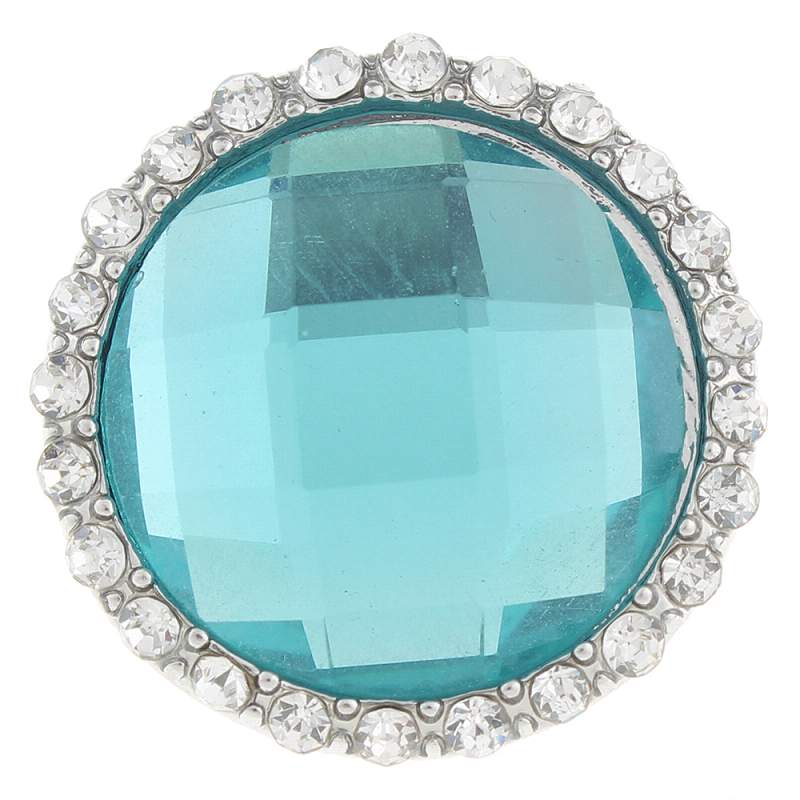 20mm glass Snap Button plated sliver with rhinestone