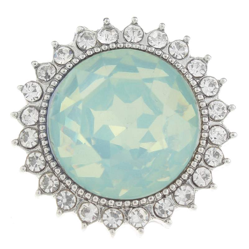20mm Snap Button plated sliver with rhinestone