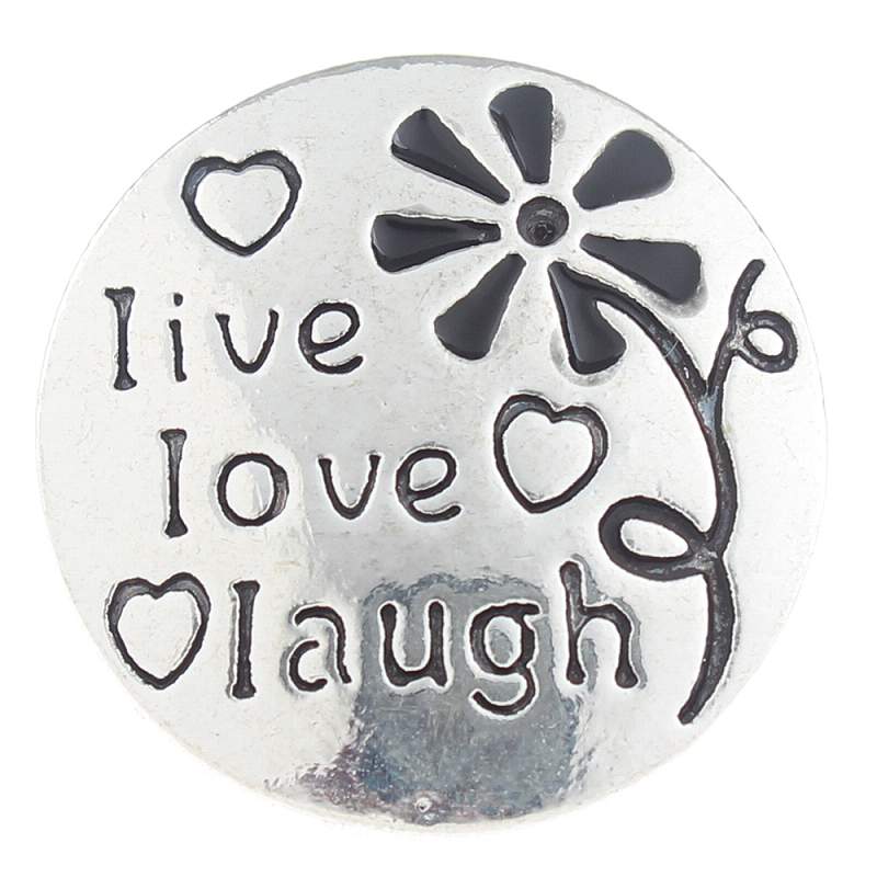 20mm Snap Button plated sliver live love laugh