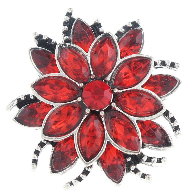 20mm flower Snap Button with rhinestone