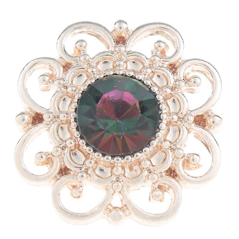 20mm Snap Button plated rose golden with rhinestone
