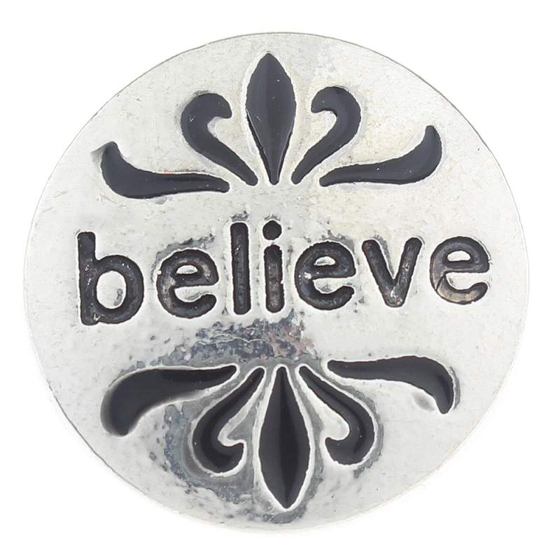 20mm believe Snap Button plated sliver