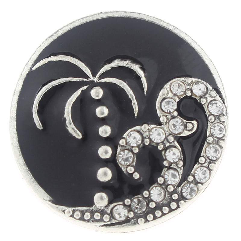 20mm Coconut tree Wave Snap Button with rhinestone