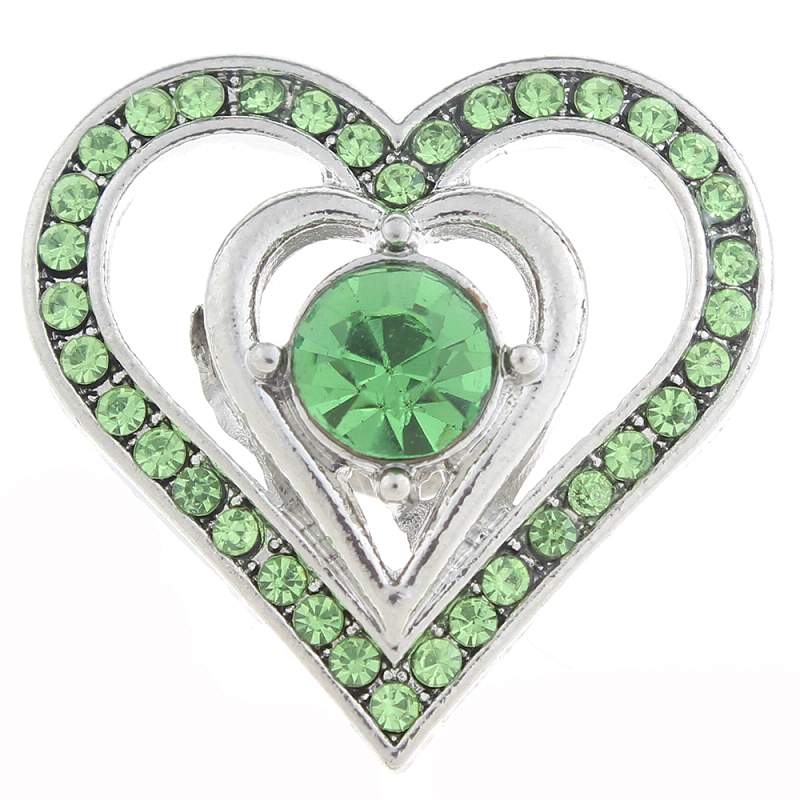 20mm heart Snap Button with rhinestone