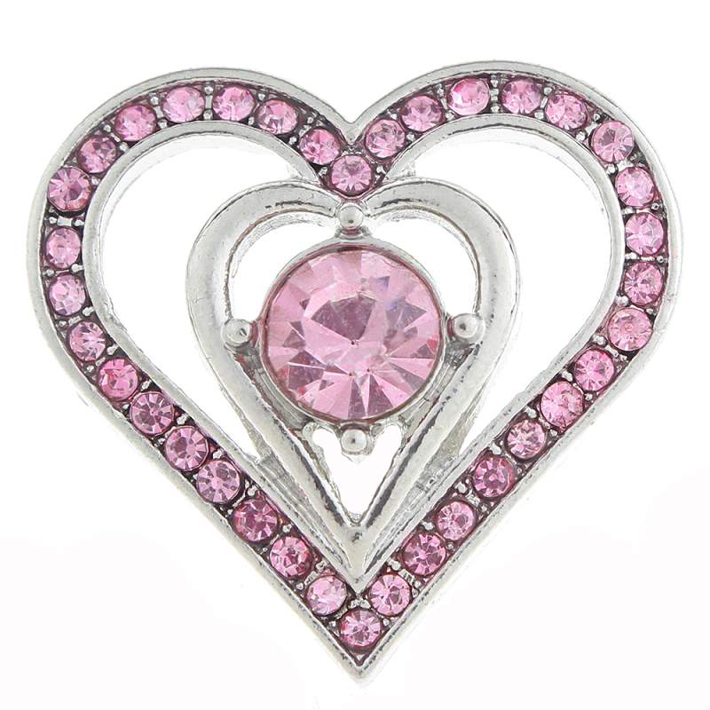 20mm heart Snap Button with rhinestone