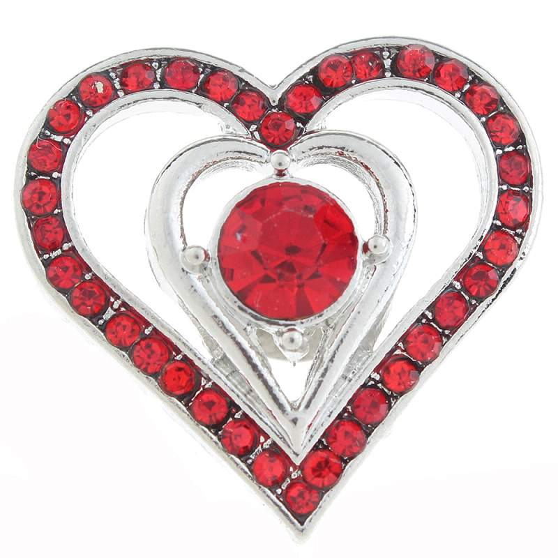 20mm heart Snap Button with rhinestone