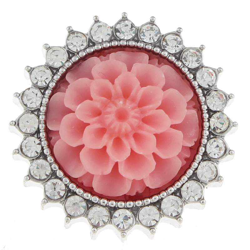 20mm design flower Snap Button with rhinestone