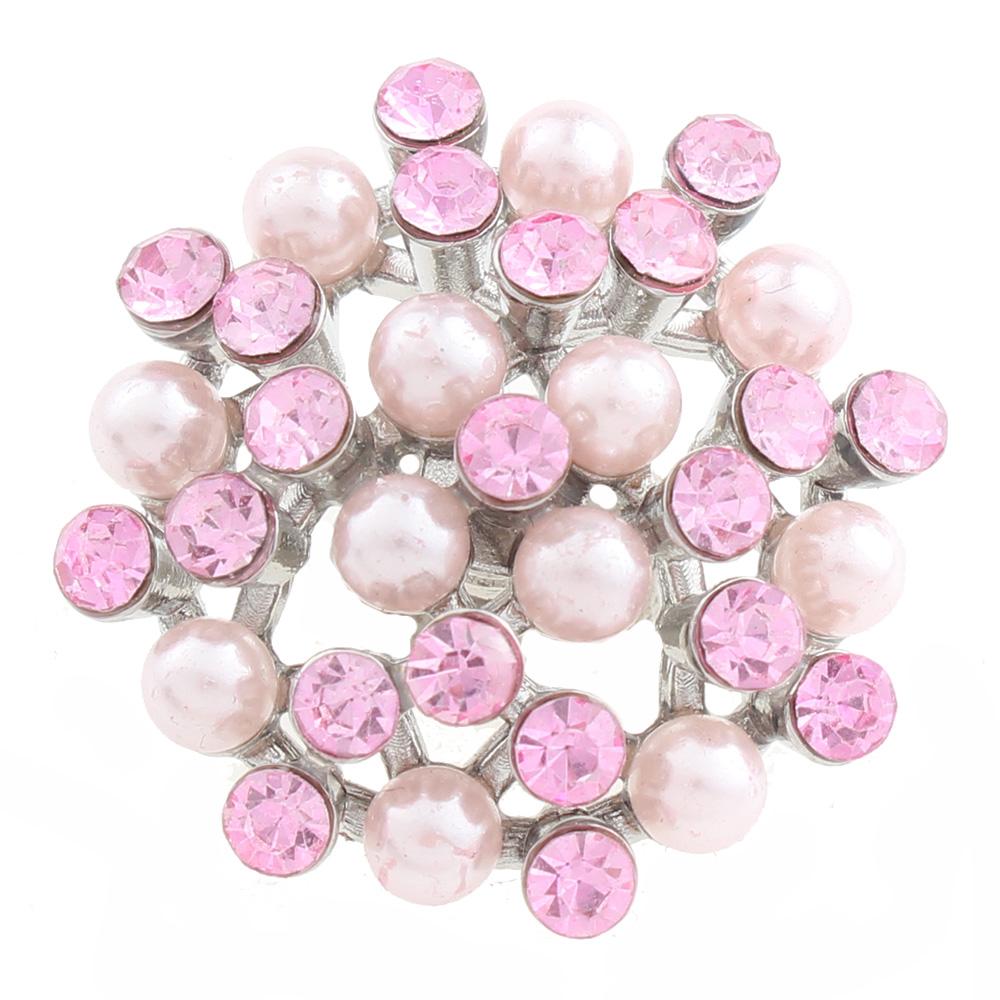 20mm flower design Snap Button with rhinestone