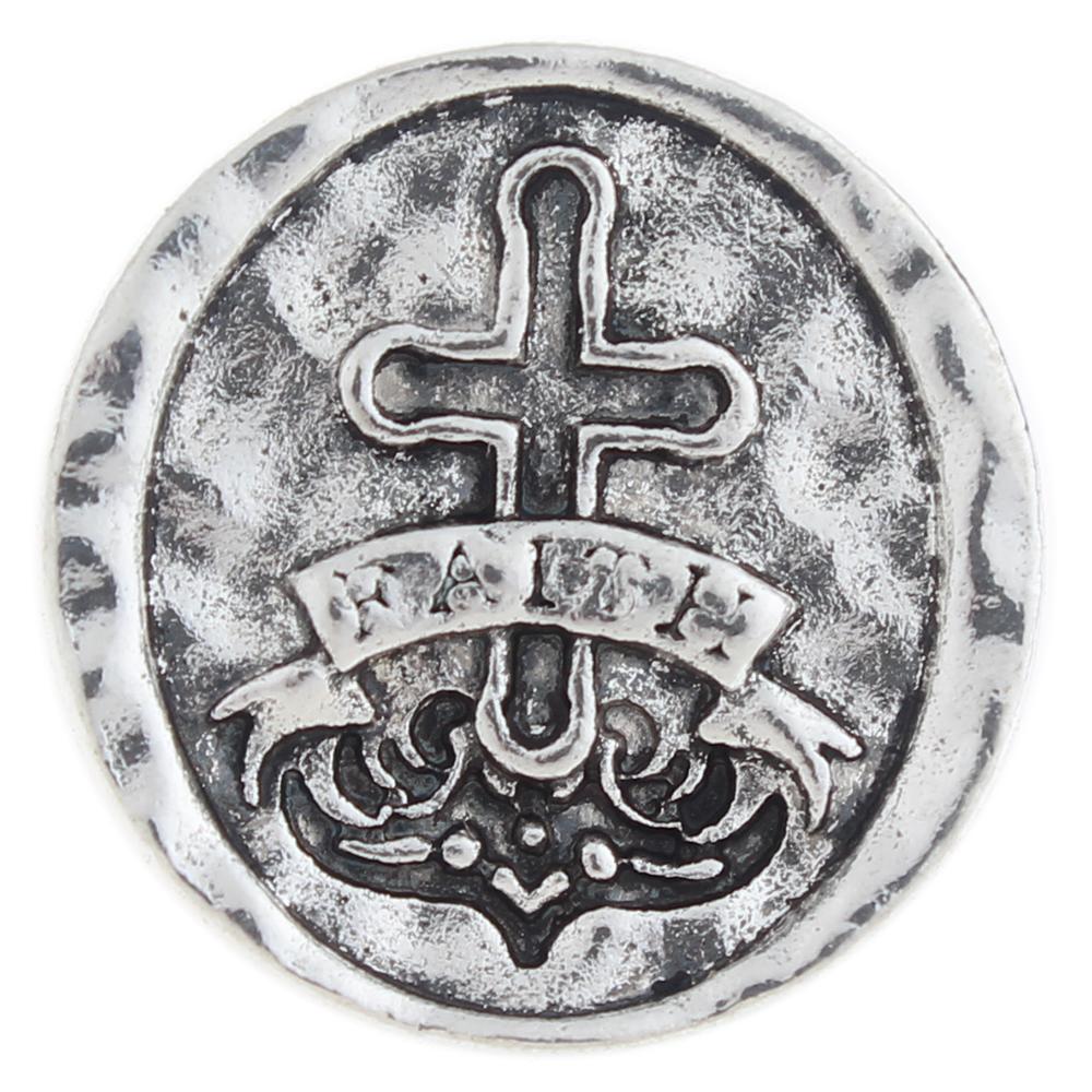 20mm cross Snap Button plated sliver