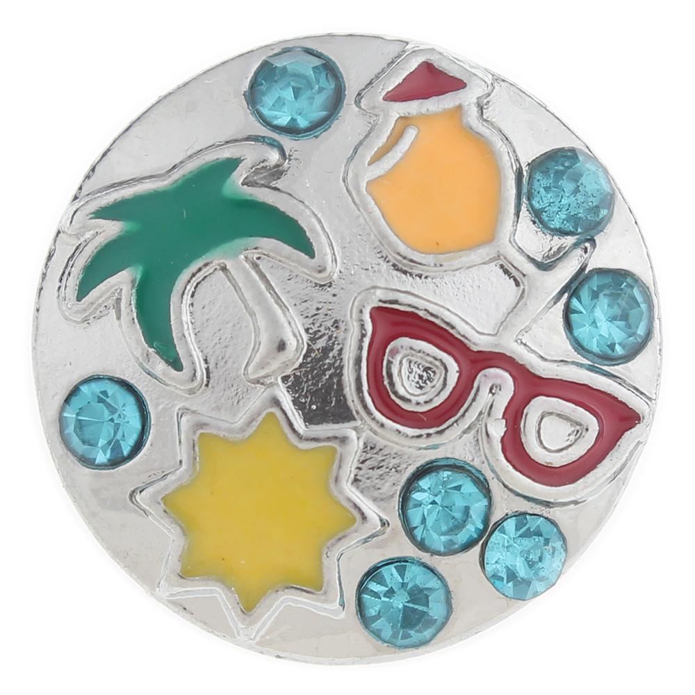 20mm Holiday Snap Button plated sliver with rhinestone