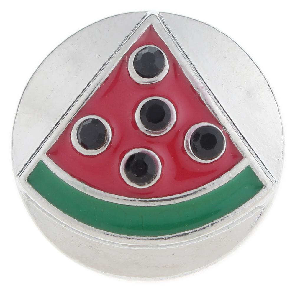 20mm watermelon Snap Button plated sliver with rhinestone