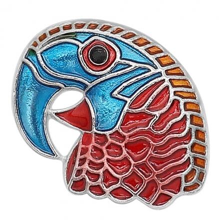 20mm parrot Snap Button plated sliver with enamel