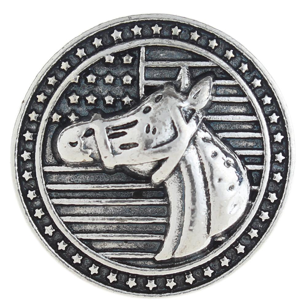 20mm horse Snap Button plated sliver
