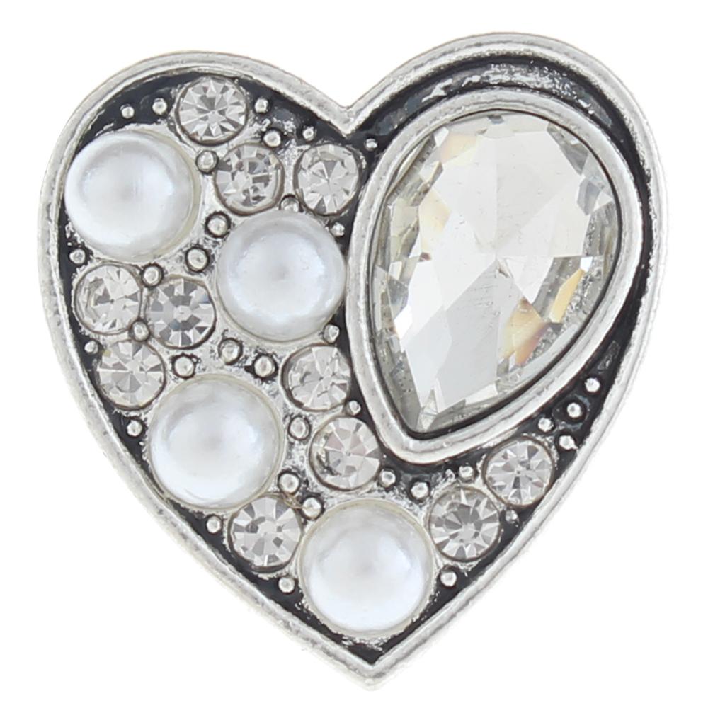 20mm heart Snap Button with rhinestone