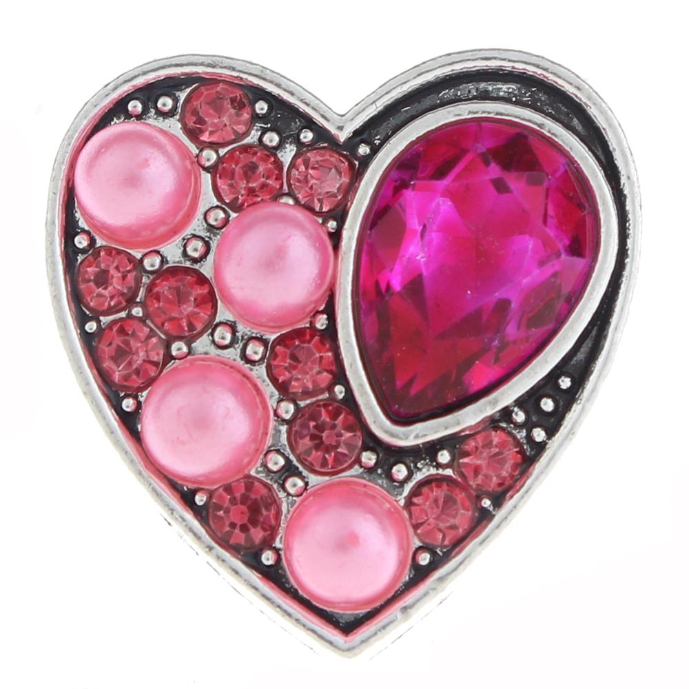 20mm heart Snap Button with rhinestone