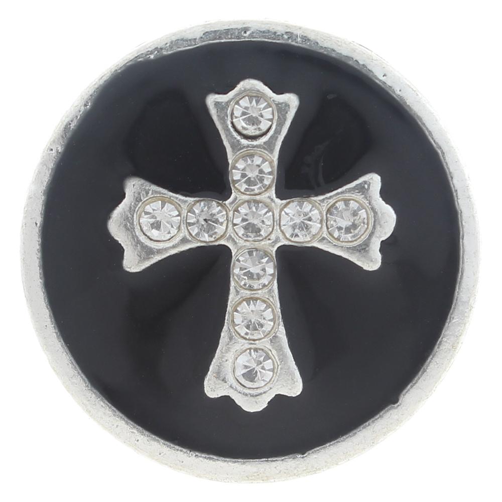 20mm Snap Button plated sliver with rhinestone