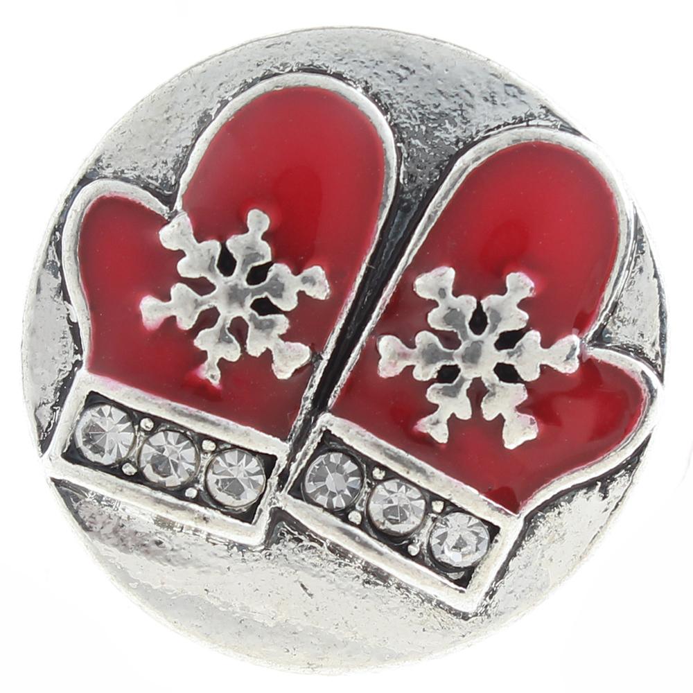 20mm Snap Button plated sliver with rhinestone