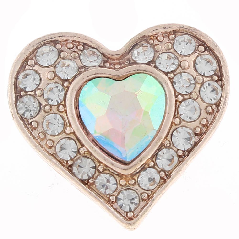 20mm Snap Button plated sliver with rhinestone