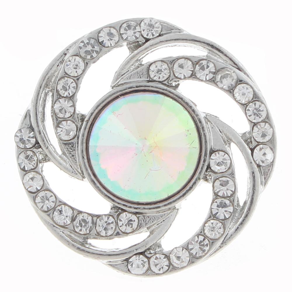 20mm Snap Button plated sliver with rhinestone