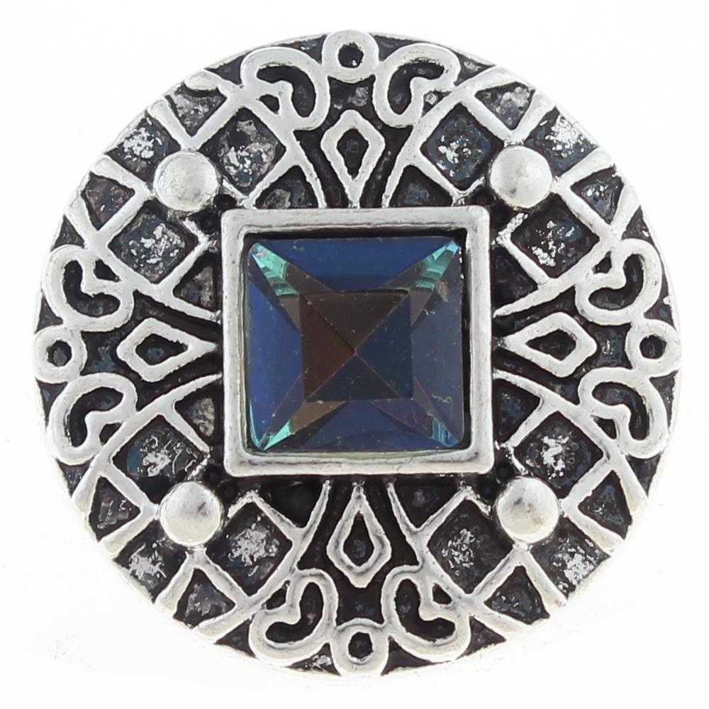 20mm Snap Button plated sliver with rhinestone