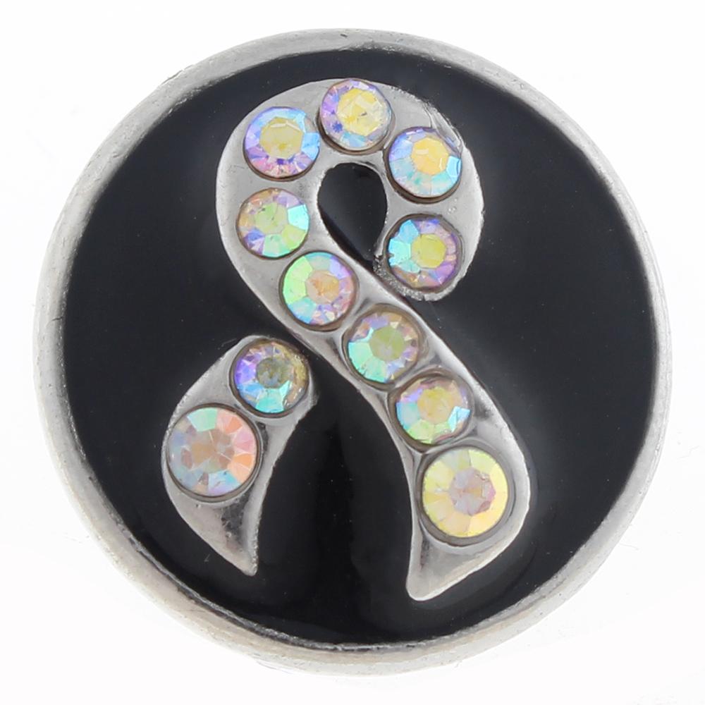 20mm Snap Button plated sliver with rhinestone