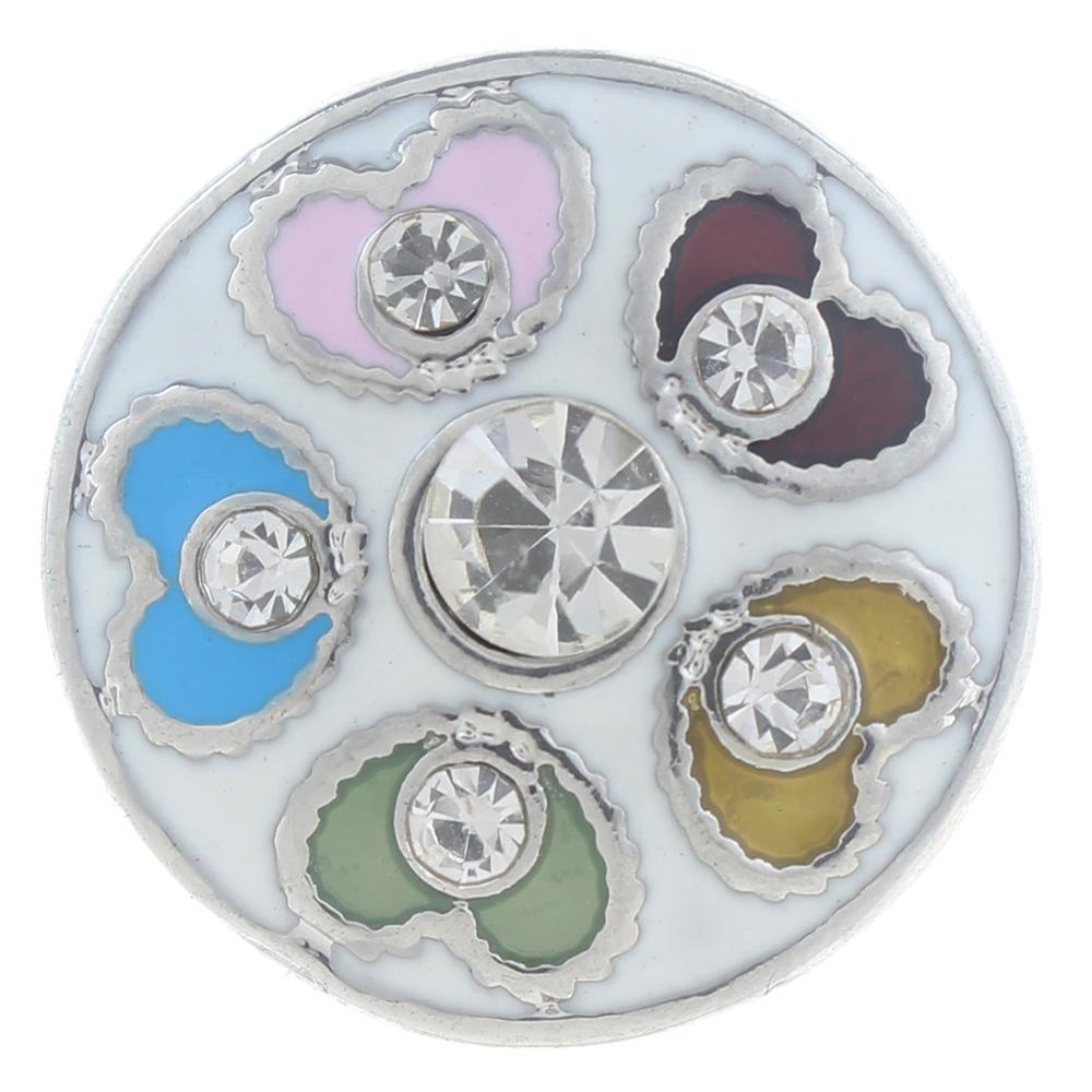 20mm Snap Button plated sliver with rhinestone