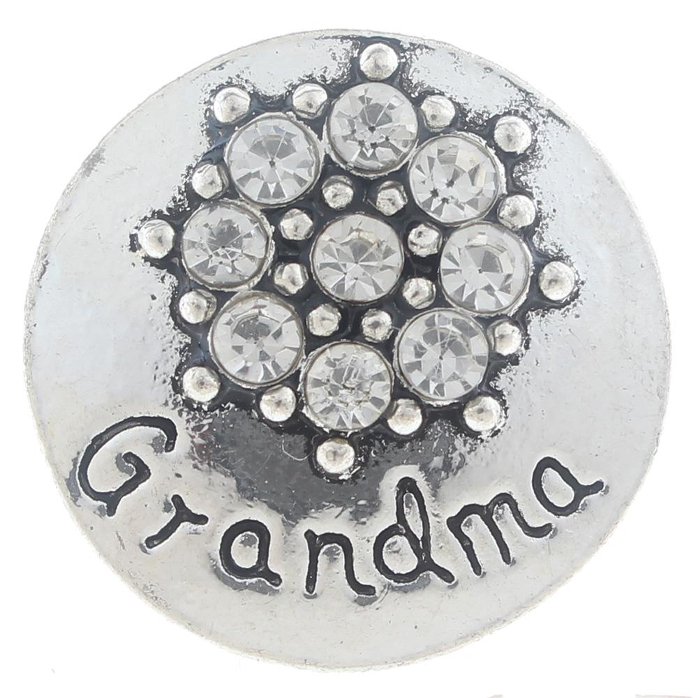 20mm Snap Button plated sliver with rhinestone