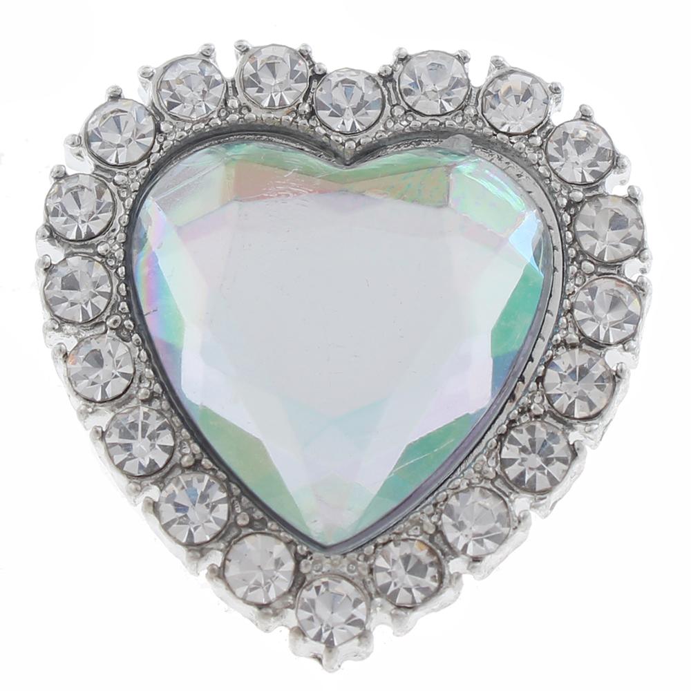 20mm Snap Button plated sliver with rhinestone