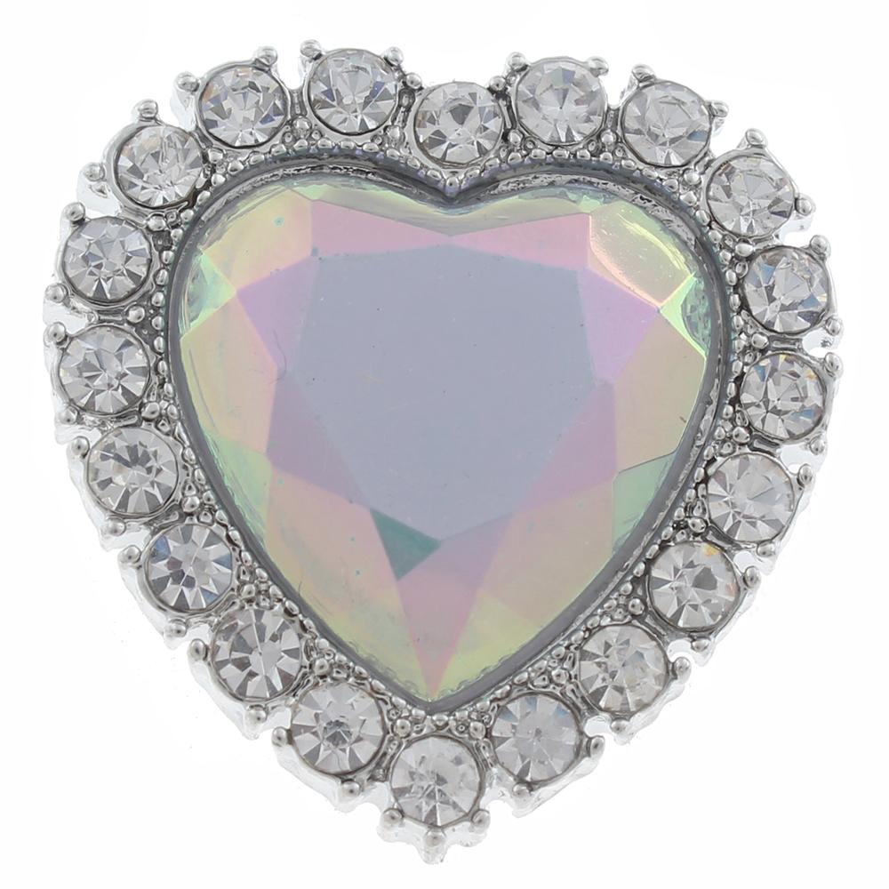 20mm Snap Button plated sliver with rhinestone